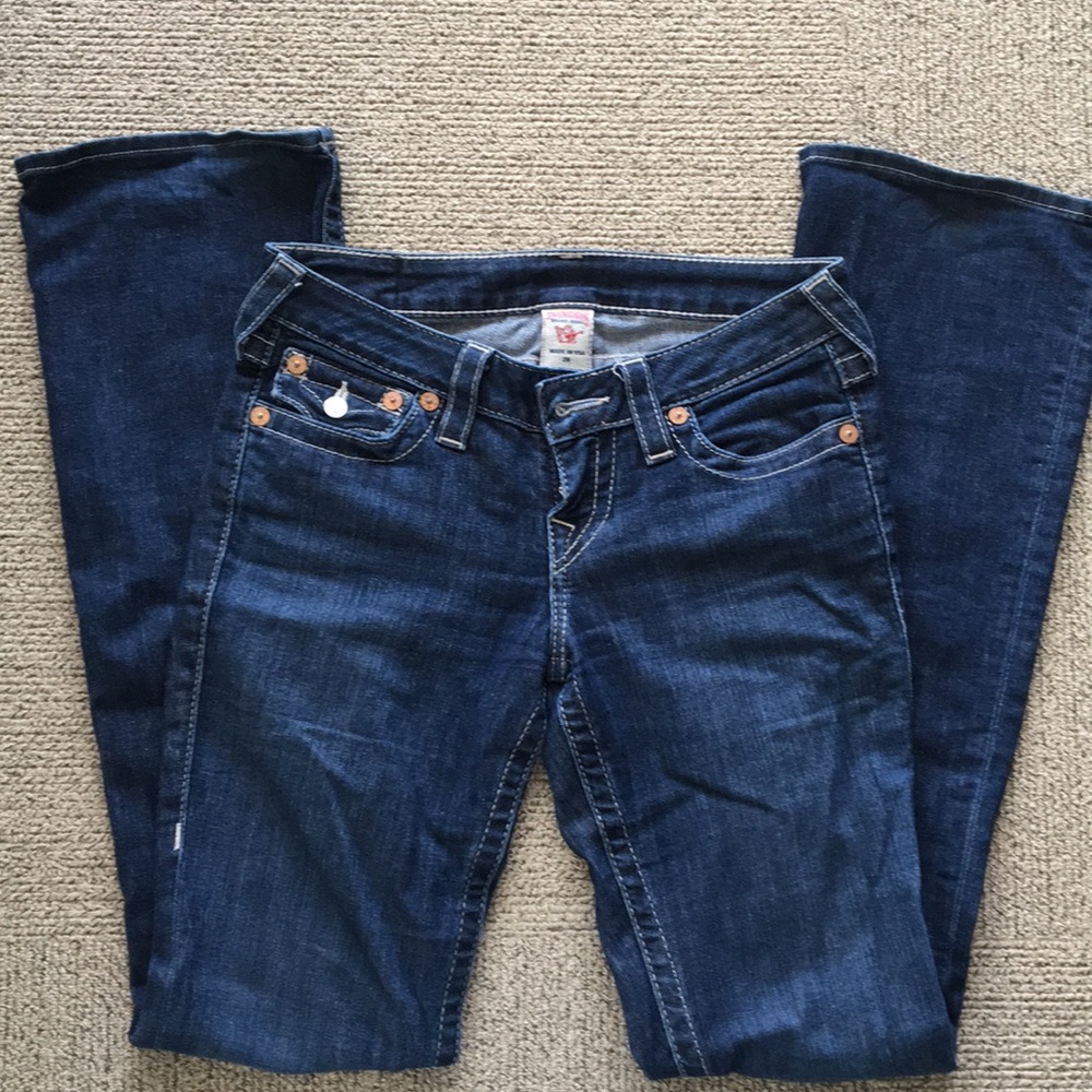 True religion classic dark blue boot cut jeans